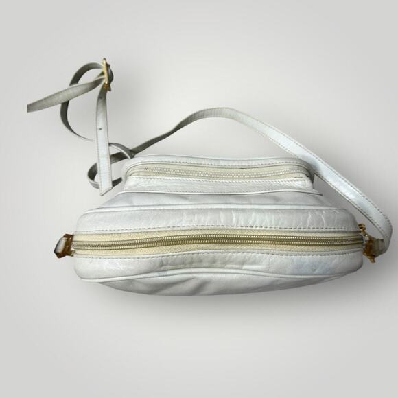 RARE Vintage 1980s Balenciaga Paris BB Logo Leather Crossbody Bag Cream Ivory - Picture 7 of 16